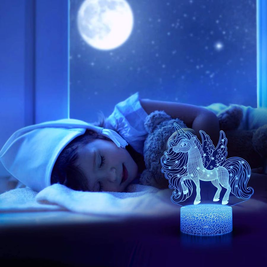 Nighdn 3D LED Einhorn Nachtlicht mit Fernbedienung und 16 Farboptionen für Kinder - Bild 3