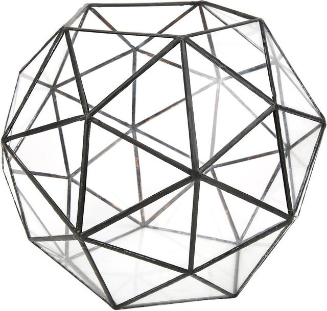 Aimo Geometrischer Blumentopf aus Glas und Metall in Grau und Transparent, Tischdeko für moderne Pflanzenbehälter - Bild 1