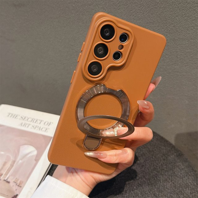 Luxuriöse magnetische faltbare Standhülle von lolozzx für Samsung Galaxy S26 S25 Ultra S24 Plus S23 FE A57 A56 A55 A54 A17 A16 A15 A14 5G in Grau und Braun - Bild 1