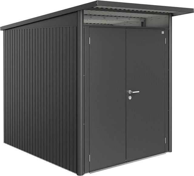 Biohort Gerätehaus AvantGarde aus Metall mit Doppeltür und Pultdach, Dunkelgrau-metallic, B/T/H: 174 x 214 x 218 cm - Bild 1
