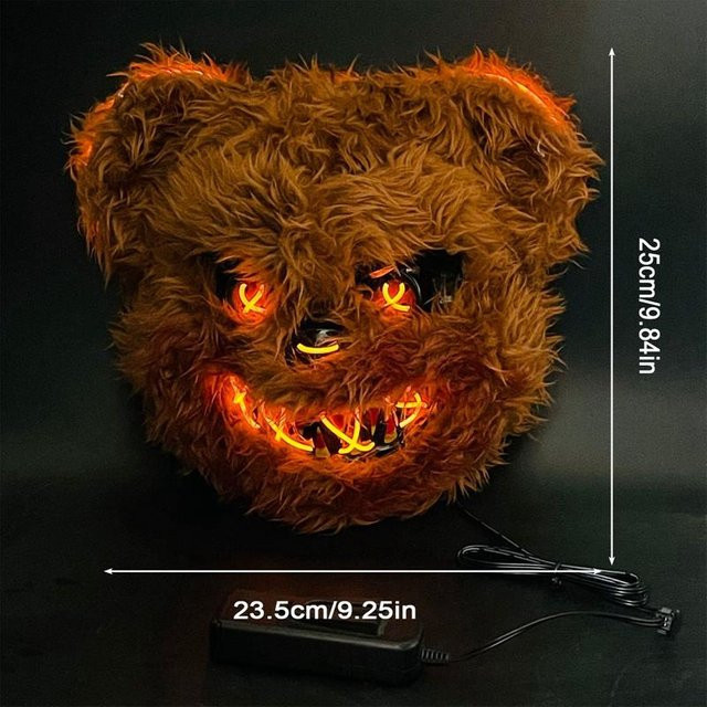 Leuchtende LED-Licht Gesichtsmaske Hase Bär, Kopfbedeckung, Tiere - Bild 1