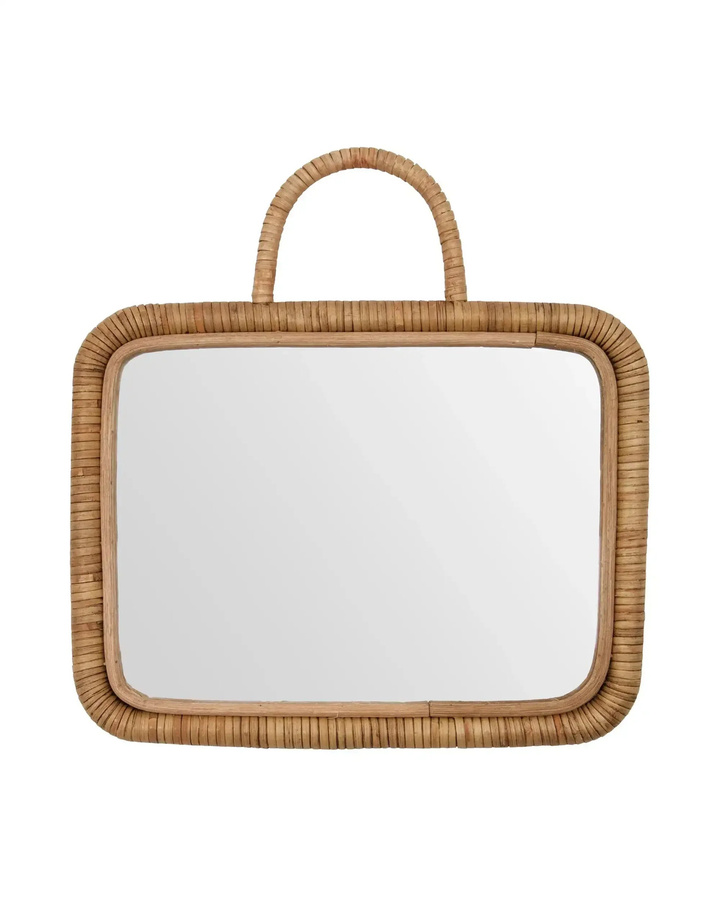 Meraki Spiegel Baki in Beige aus Rattan im skandinavischen Design, B/H: 24 x 32 cm - Bild 1