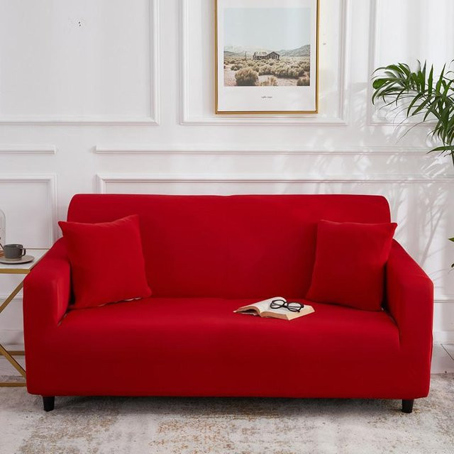 BC-Warm Home Universeller Sofabezug aus elastischer Milchseide in Rot, Breite: 90-140 cm - Bild 1