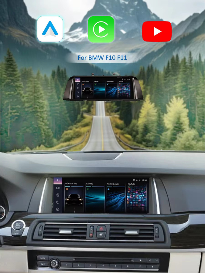 BONROAD Wireless CarPlay und Android Auto Autoradio mit 10,25 Zoll Display, YouTube, Airplay und GPS Navigation für BMW 5er F10 F11 NBT CIC System, Schwarz - Bild 6