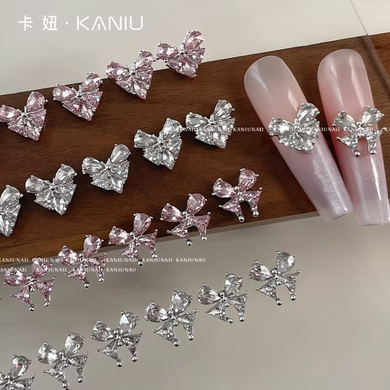 Kaniu Maniküre Charms, Herz und Schmetterling mit Zirkon, 10 Stück - Bild 2