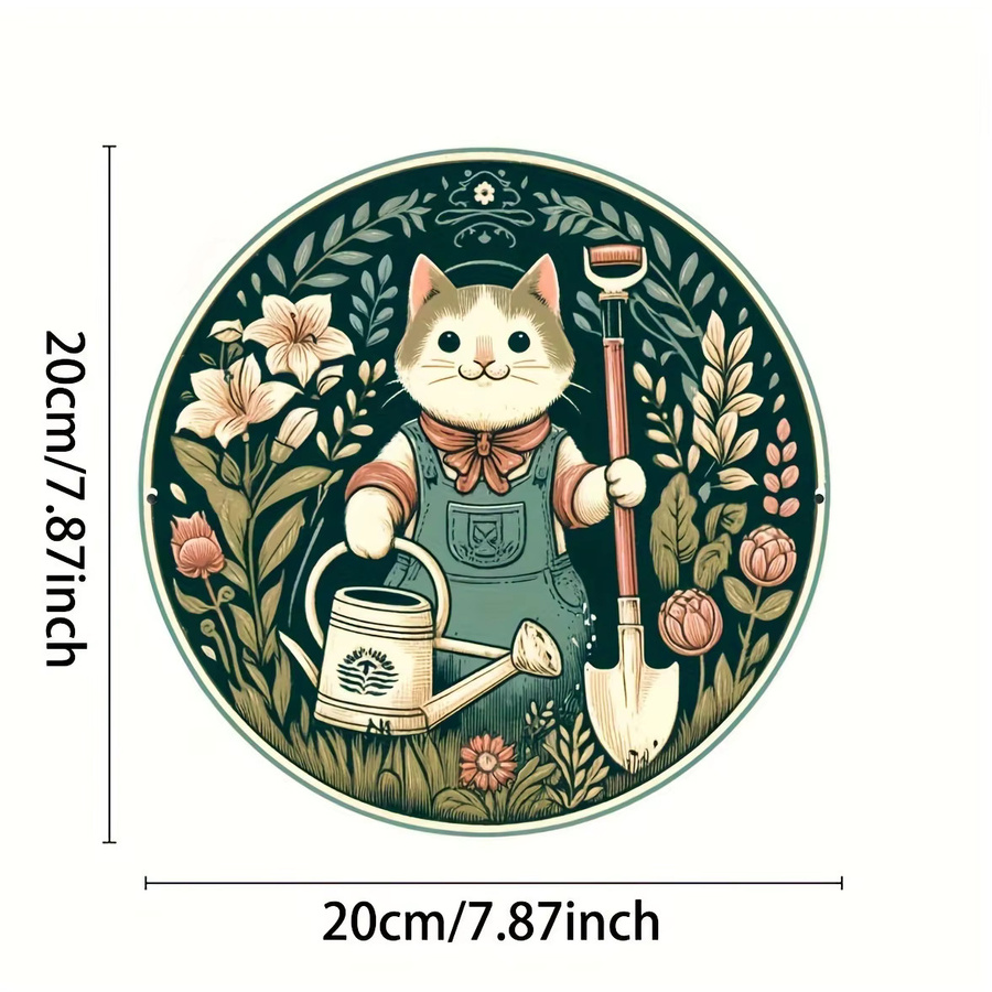 Potdemiel Rundes Aluminium-Wandkunstschild im Vintage-Stil mit floraler Illustration, Mehrfarbig, Durchmesser: 20,3 cm - Bild 2