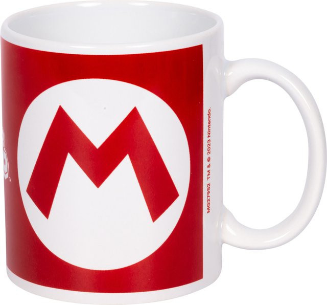 Super Mario Tasse mit Mario Initial Motiv in Weiß aus Keramik - Bild 1