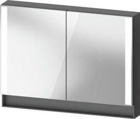 Duravit Uni-Spiegelschrank Typ J Qatego mit 2 Türen, Wandhängend, Farbe: Grau, B/H/T: 100 x 75 x 15,5 cm, mit LED-Beleuchtung und Sensorschalter - Bild 1
