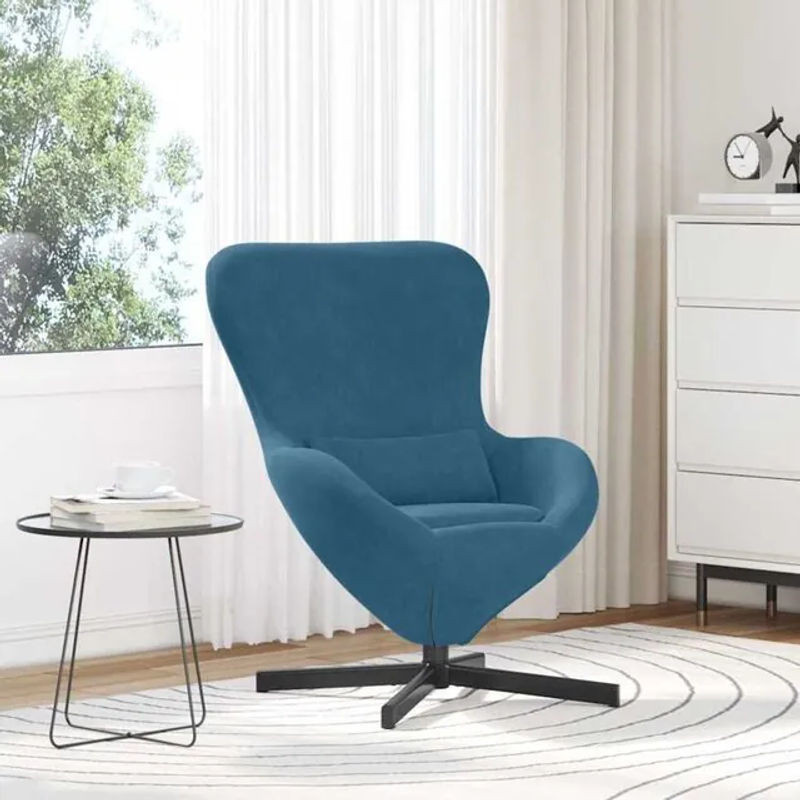 Modern Loungesessel Eiersessel aus Samt und Stahl in Blau von vidaxl - Bild 1
