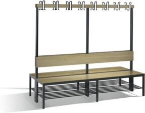 C+P Garderobenbank Basic Plus doppelseitig mit Rückenlehne und Schuhrost, Dekor Eiche Sereno, Gestell Schwarzgrau, H: 165,0 cm, B: 196,0 cm, T: 76,0 cm - Bild 1