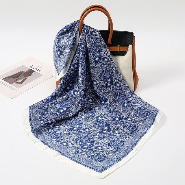 Halstuch Seidendruck, Floral, grau, Damen - Bild 1