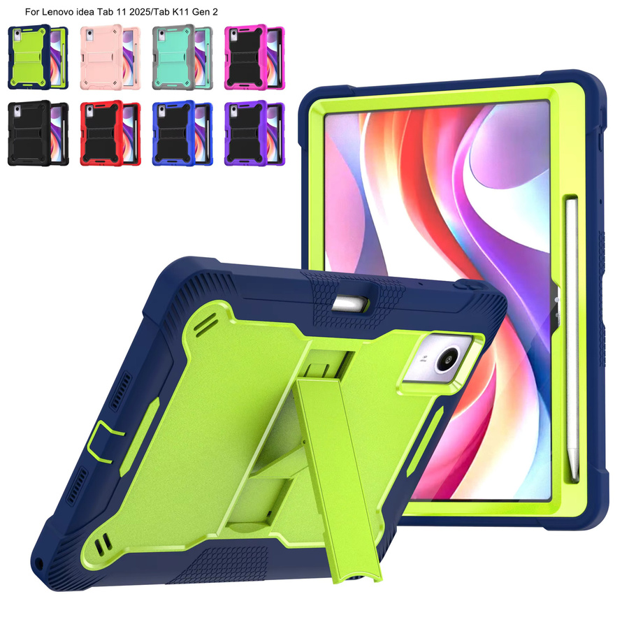 Stoßfeste Silikon-Tablet-Hülle für Lenovo Idea Tab 11 TB336ZU TB336FU Xiaoxin Pad 2025 11 Zoll TB335FC mit Stifthalter in Grau und Rot - Bild 2