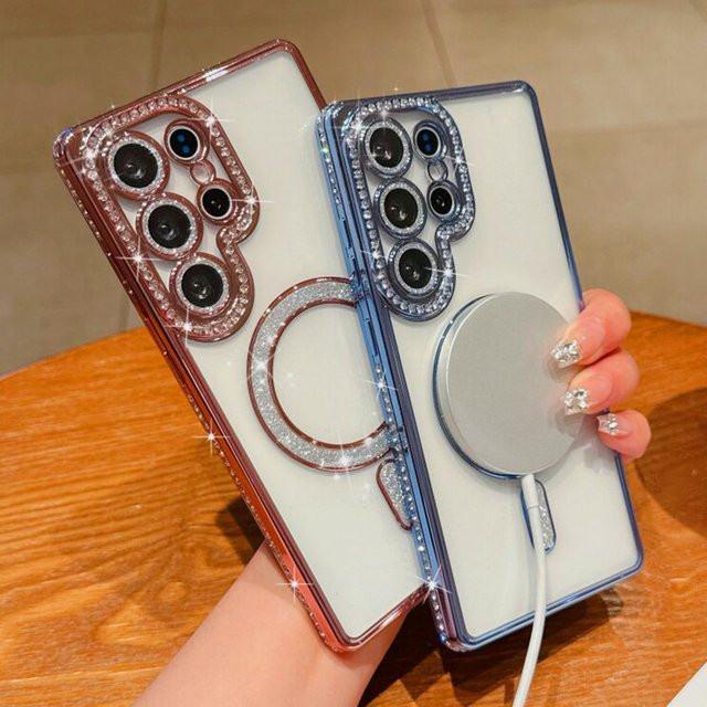 Luxuriöse Glitzer-Diamant-Magnet-Hülle für Samsung Galaxy S26 Ultra S25 S24 Plus S23 S22 mit funkelndem Kameraschutz in Lila Multicolour - Bild 1
