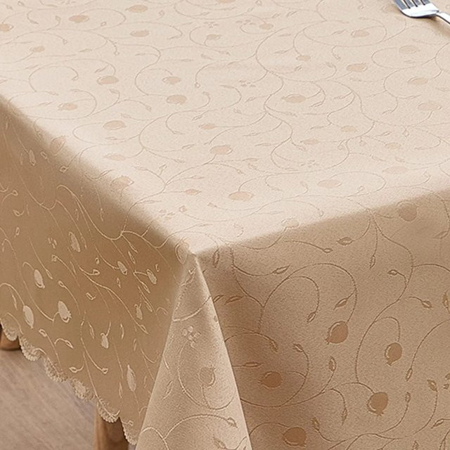 PXloue Tischdecke Jacquard Rechteckig in Beige, Pflegeleicht, B: 160 cm, T: 130 cm - Bild 1