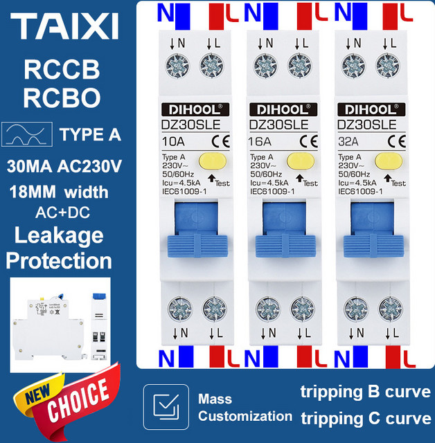 SUMRET Mini RCBO 1P+N Typ A Fehlerstrom-Differenzial-Schutzschalter in Weiß - Bild 1