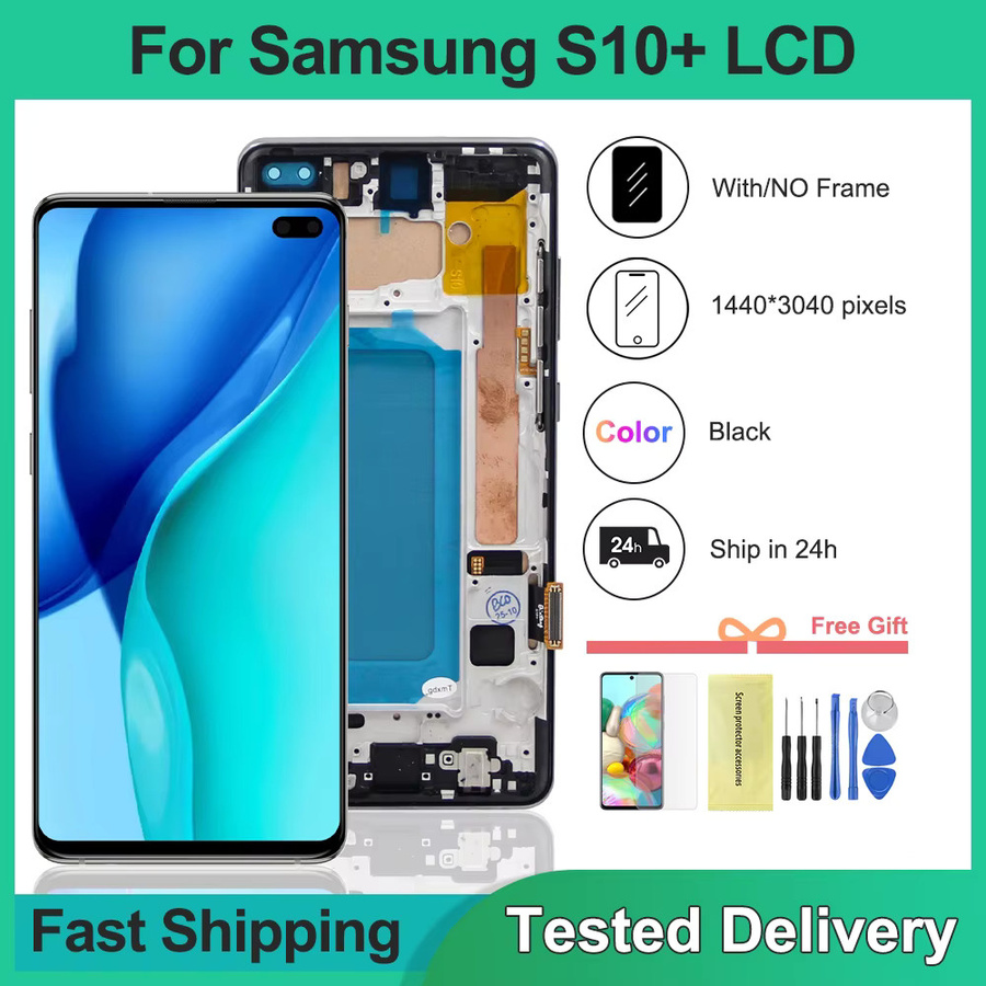 Samsung Galaxy S10 Plus LCD Display Touch Screen Ersatz mit Rahmen in Gold - Bild 2