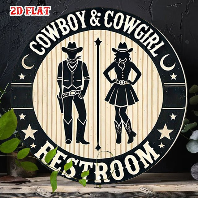Potdemiel Vintage Western Cowboy & Cowgirl Toilettenschild aus Metall, rustikale Wanddekoration in Mehrfarbig, Breite: 7,8 cm, Höhe: 7,0 cm, Tiefe: 7,0 cm - Bild 1