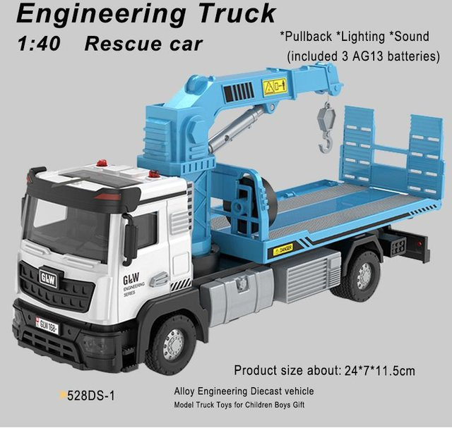 Linyi toy car Flachbett Transportfahrzeug Anhänger LKW, Blau, 1:40, ab 3 Jahre - Bild 1