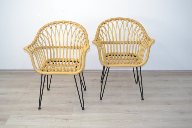 Möbel direkt online Armlehnstuhl Sonja Set aus 2 Stück in Naturfarben mit Rattan und Eisen - Bild 1