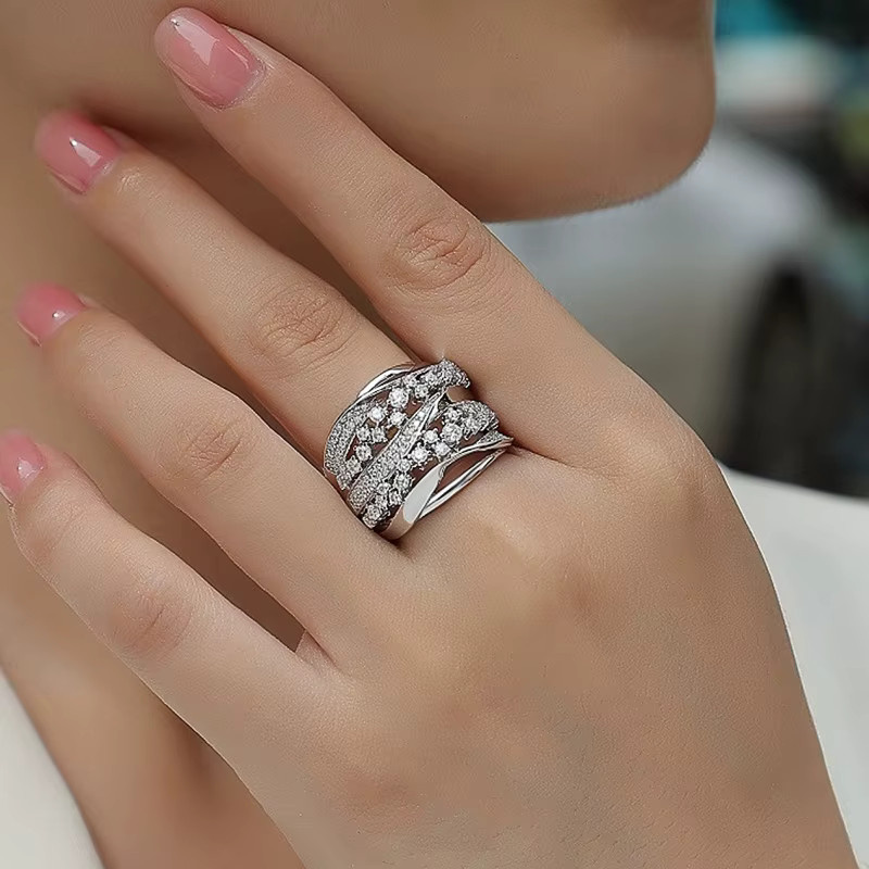 Huitan Ring, Zirkonia, Silber, Damen - Bild 2
