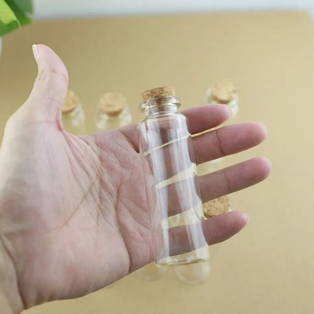Mini-Wunschgläser aus Glas mit Korkverschluss, transparente Reagenzgläser für DIY-Handwerk und Weihnachten, 45 ml, B/T/H: 1,6 x 0,9 x 3,0 cm - Bild 1