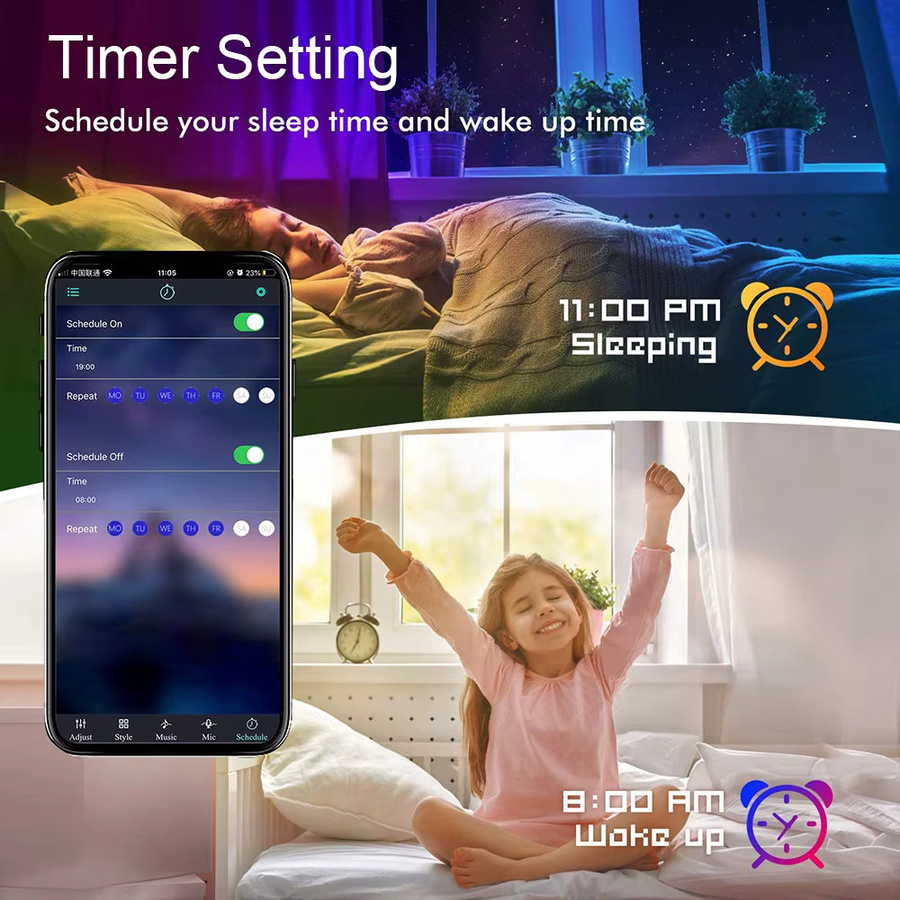 RGB LED Lichtstreifen mit Bluetooth und WiFi zur App-Steuerung und Fernbedienung, 5050 SMD LED Band für TV Hintergrundbeleuchtung und Schlafzimmer, USB 5V, Mehrfarbig - Bild 4