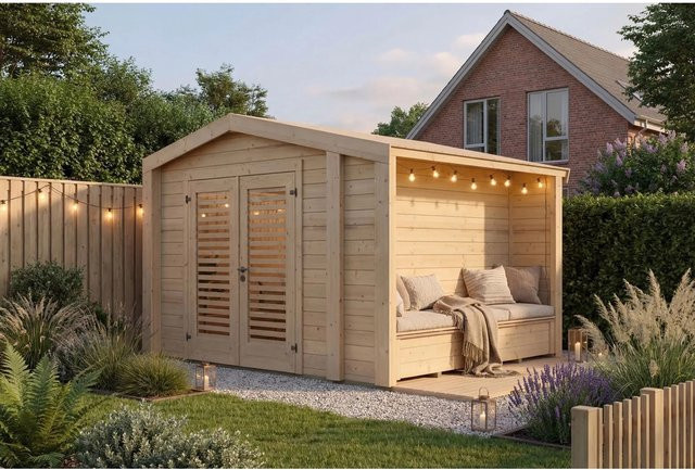 Weka Holz-Gartenhaus Killarney mit Satteldach in Natur Braun, B: 311 cm, T: 263 cm, H: 241 cm - Bild 1