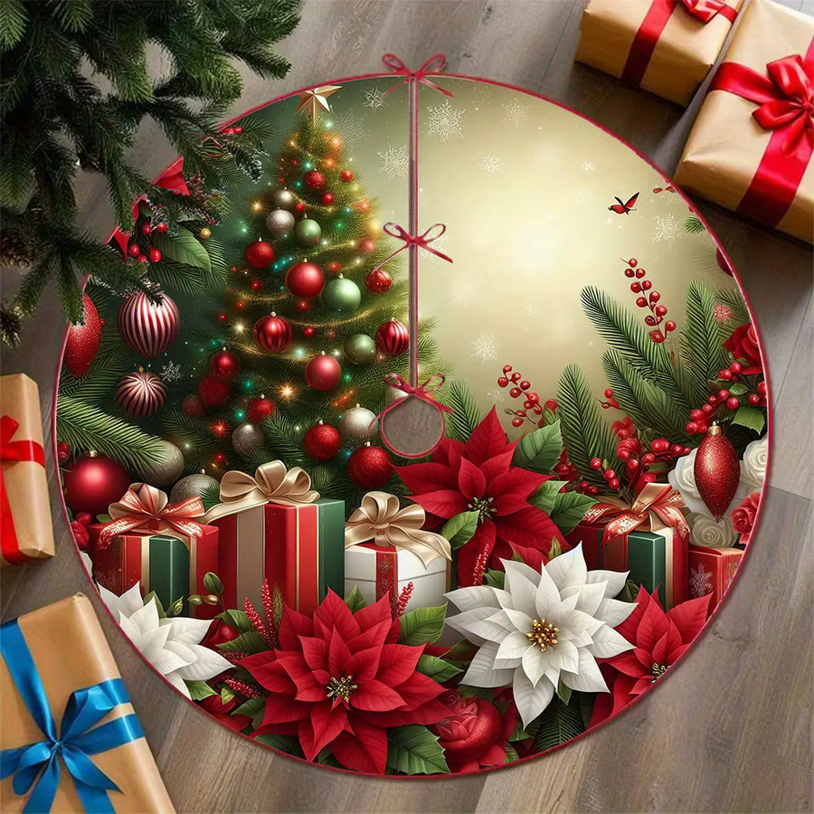 VIKAMA Weihnachtsbaumrock in runder Form mit 3D-Stickerei und floralem Design in Multicolour - Bild 2