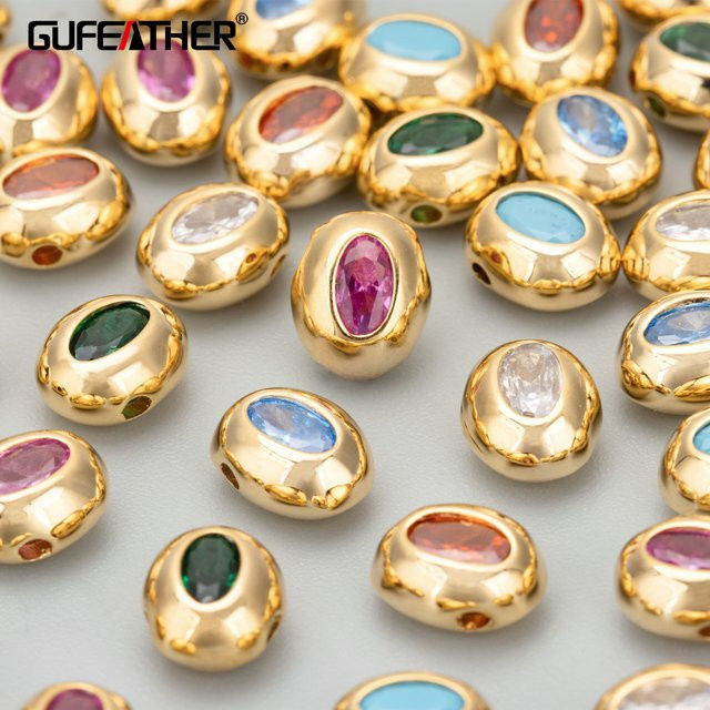 GUFEATHER Charms, 18 Karat vergoldet, Kupfer, Zirkonia, Unisex - Bild 1