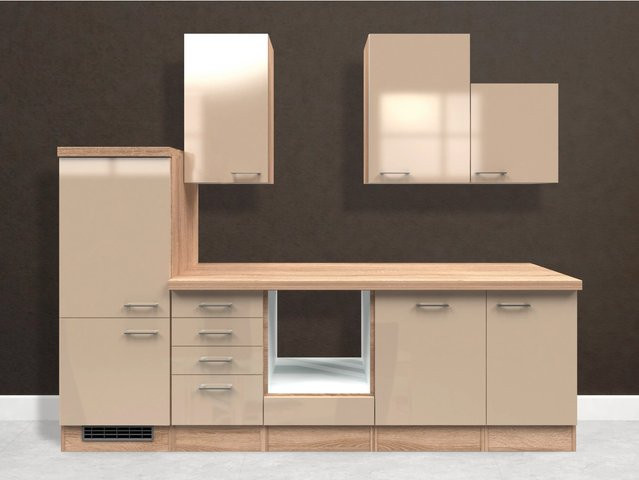 Flex-Well Exclusiv Küchenzeile Orlando in Kaschmir Glanz, Breite: 280 cm, Höhe: 234 cm, Tiefe: 60 cm - Bild 1