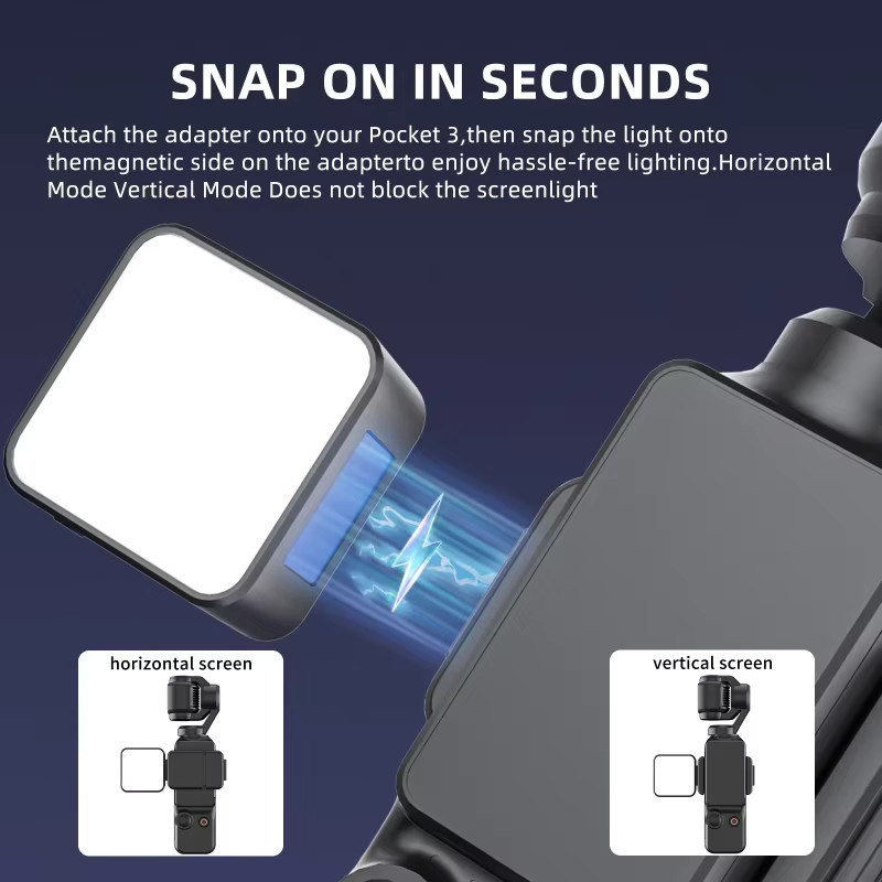 Desiontal Mini magnetisches LED-Fülllicht in Schwarz für DJI Osmo Pocket 3 mit dreistufiger Dimmhelligkeit - Bild 3