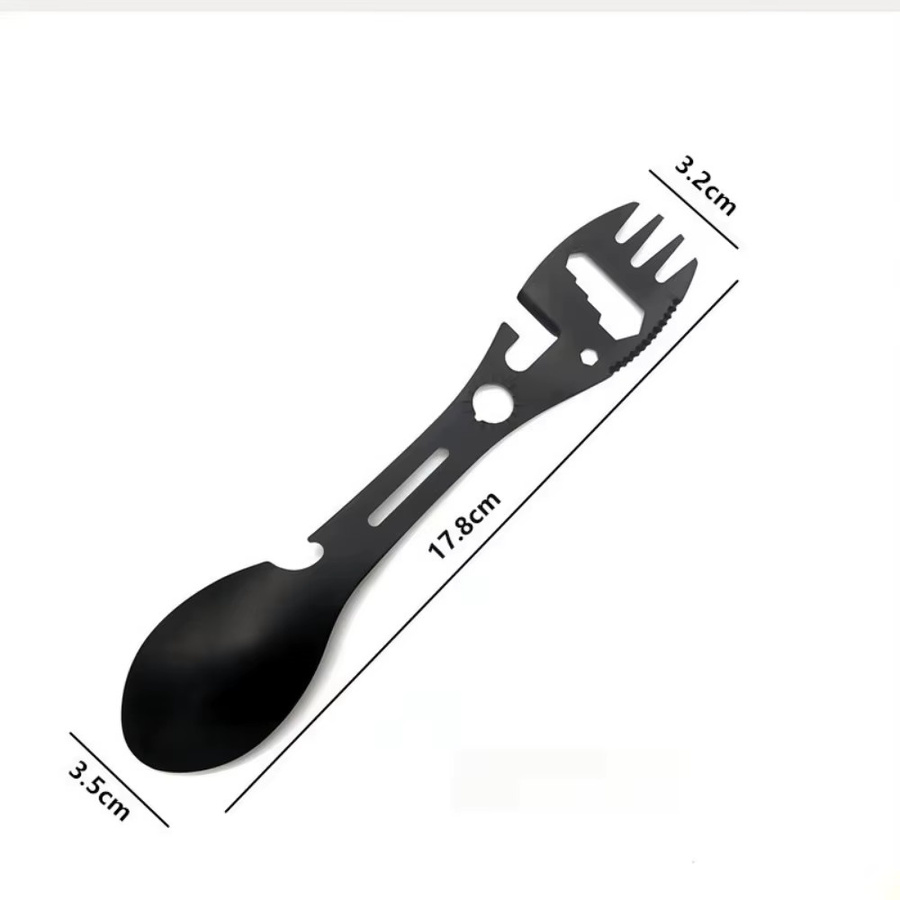 LISM Multifunktions-Spork aus Edelstahl in Schwarz Matt mit Dosenöffner und Flaschenöffner als tragbares Camping-Multitool - Bild 6