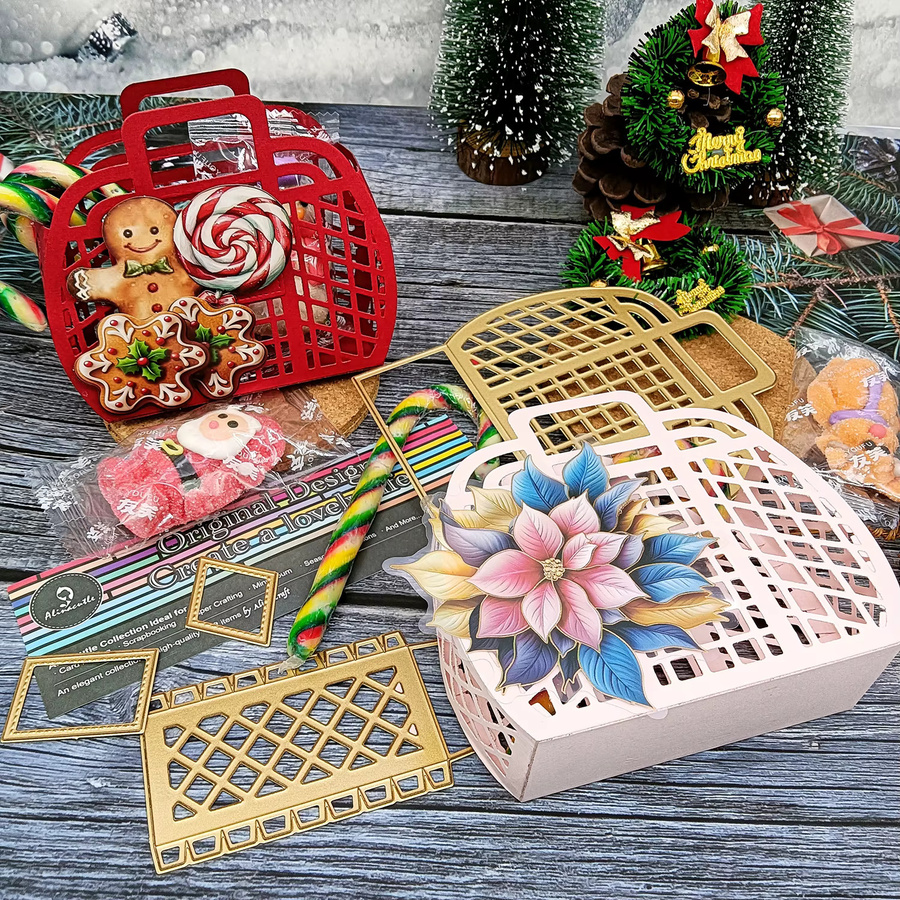 Alinacutle Handtaschenkorb Geschenktüte aus Papier in Gold für Weihnachtsgeschenke und DIY-Bastelprojekte - Bild 3