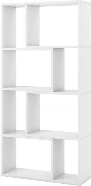 Costway Bücherregal in Weiß mit 4 Ebenen und 8 Fächern, modernes Standregal mit geometrischem Design, B/T/H: 60 x 30 x 120 cm - Bild 1