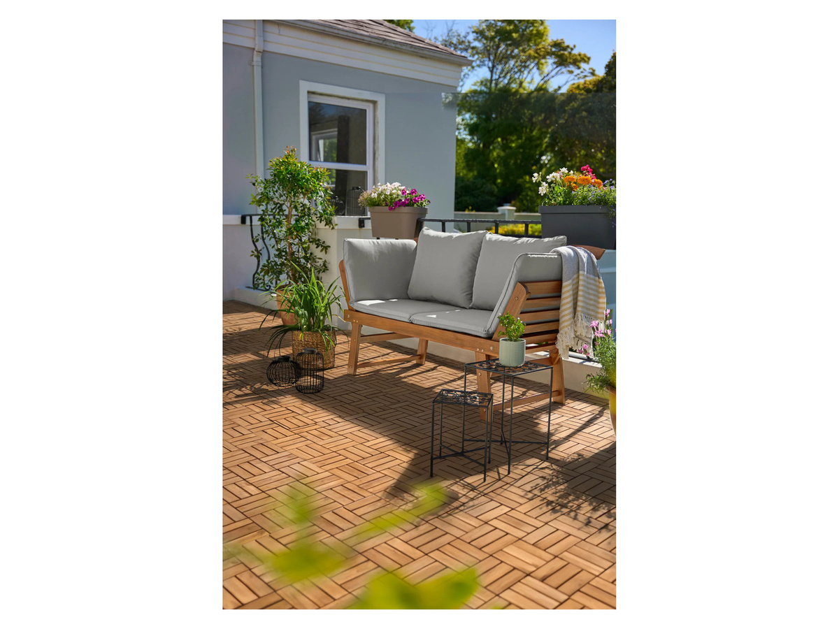 LIVARNO Outdoor-Daybed Sevilla aus geöltem Akazienholz mit Armlehnen und Polyester-Polsterung, B/T/H: 220 x 84,5 x 69 cm - Bild 2