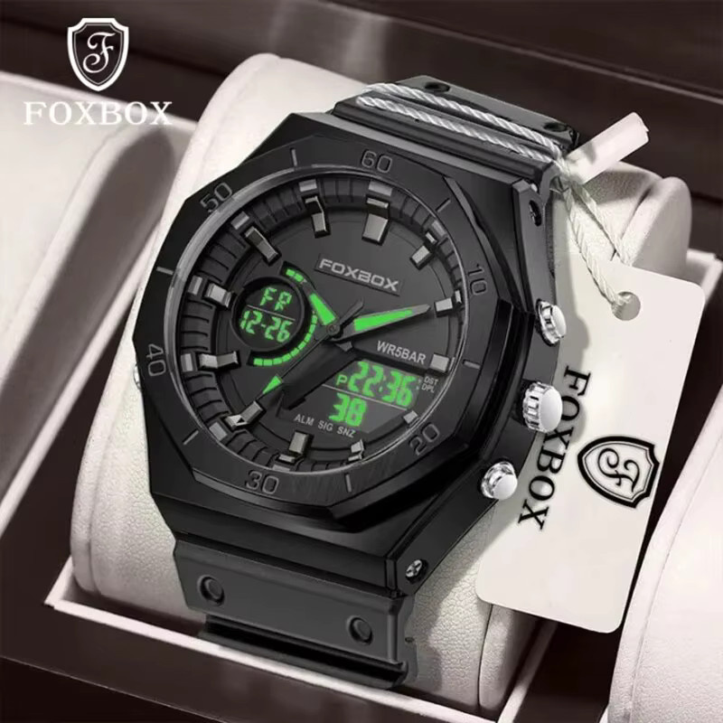 LIGE Armbanduhr Chronograph, Quarz, Analog-Digital, Silikon, Schwarz, Herren - Bild 3
