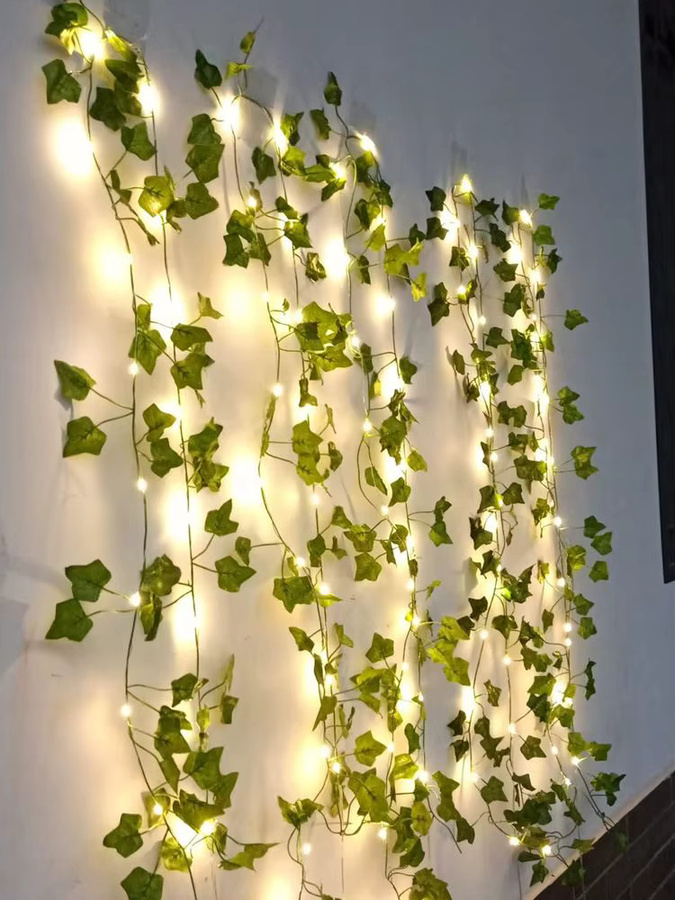 LED Lichterkette mit künstlicher grüner Rebe für Weihnachten, Hochzeit und Garten, warmweiß, Länge: 2 m - Bild 2