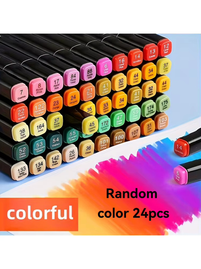 24 Farben Kunstmarker-Stifte mit Doppelspitze für Illustrationsdesign und Animationen in Multicolour - Bild 3