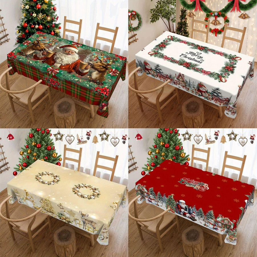 Weihnachts-Tischdecke Still Coll mit Digitaldruck Motiv Schneemann, Rentier und Weihnachtsbaum, B/B: 100 x 150 cm - Bild 2