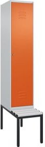 C+P Spind Classic PLUS Garderobenschrank mit Sitzbank, 1 Abteil, Lichtgrau, B/H/T: 212,0 x 81,5 x 40,0 cm - Bild 1