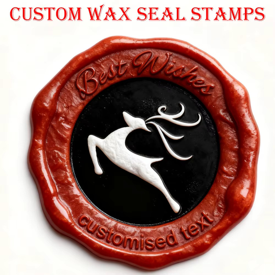 Personalisierter Wachssiegel Stempel mit individuellem Logo Design für Weihnachts-Grußkarten, Einladungen und DIY-Dekorationen - Bild 6