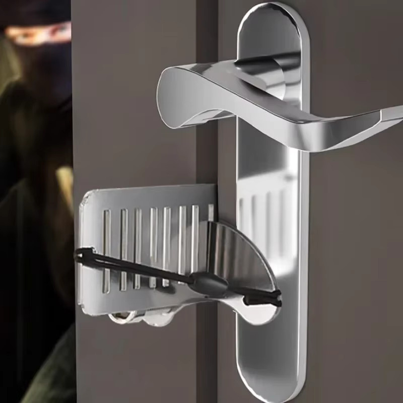 Tragbarer Türblocker zur Sicherheit für Hotel und Heimgebrauch in Silber - Bild 4