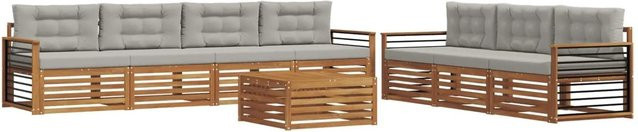 vidaXL Outdoor-Sofagarnitur 8-teilig aus Akazienholz mit Kissen in Beige und Grau - Bild 1