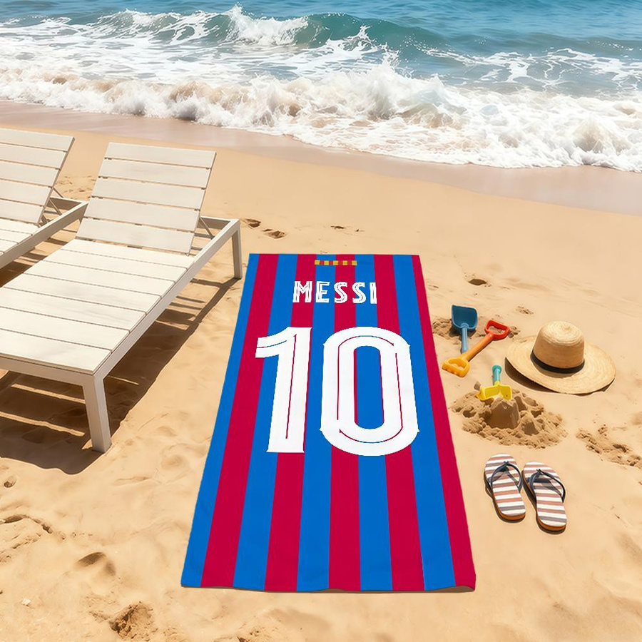 Shanika Chen Strandtuch mit Messi Nummer 10 Motiv, Multicolor, B: 40 cm, H: 60 cm - Bild 1