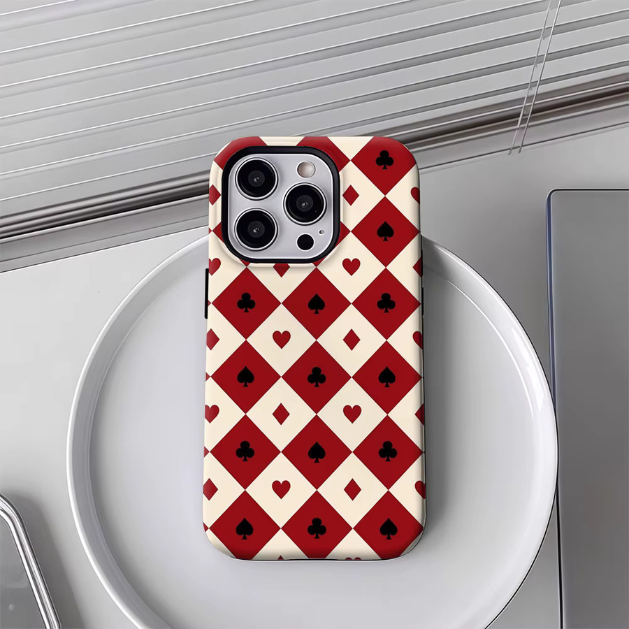 Poker Suit Argyle Handyhülle für iPhone 17 16 15 14 13 12 Pro Max Plus mit doppelschichtiger Rückseite in Multicolour - Bild 4