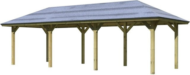 CHILLROI Woodfeeling Garten Pavillon Luxemburg 2 Premium aus Holz mit Verlängerung in Braun, B/T: 639 x 289 cm, H: 210 cm - Bild 2