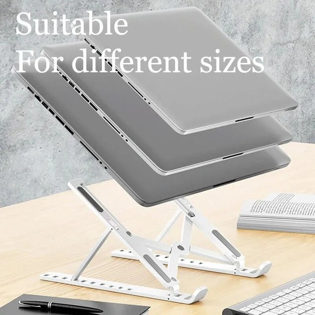 Höhenverstellbarer Laptop-Ständer aus Metall in Weiß, faltbare Notebook-Unterstützung und rutschfeste Halterung für MacBook und Redmibook - Bild 1