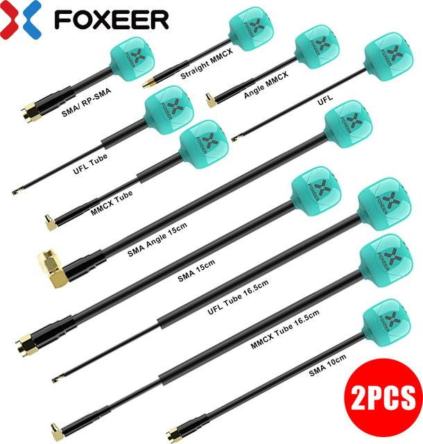 2 Stück Foxeer Lollipop 4 Plus 5,8 GHz 2,6 dBi FPV Antennen für RC Quadcopter mit SMA MMCX UFL Anschluss (RHCP/LHCP) - Bild 1