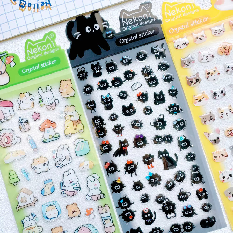 NEKONI Kreative Tier-Cartoon Kristall Aufkleber für Scrapbooking und DIY Journaling in Mehrfarbig - Bild 2