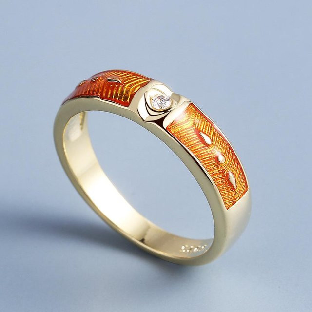 YIRAN Ring, Kupfer gold plattiert, Zirkonia, Unisex - Bild 1